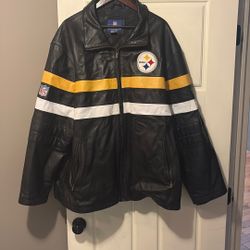 Genuine Full Grain Leather Pittsburgh Steelers Jacket 