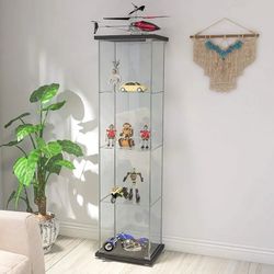 Glass Display Cabinet 4 Shelves with Door