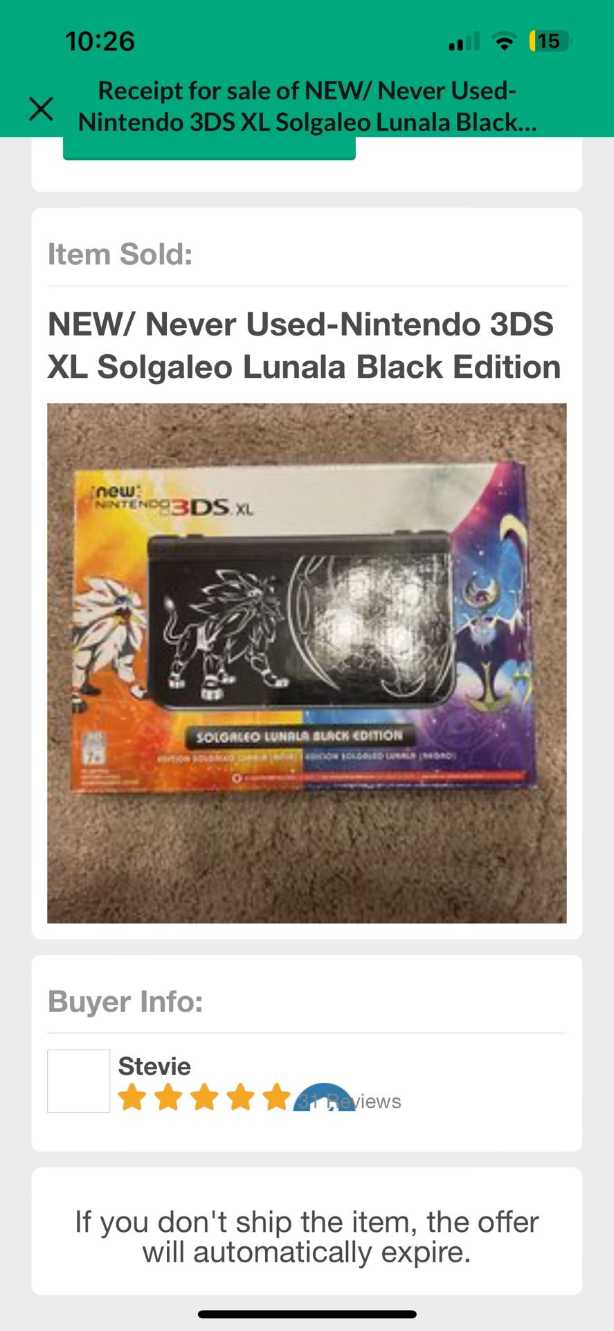 Lightly Used-Nintendo 3DS XL Solgaleo Lunala Black Edition