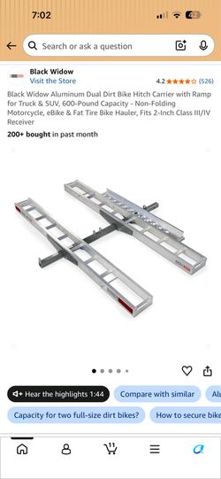 Black Widow Aluminum Dual Dirt Bike Hitch Carrier
