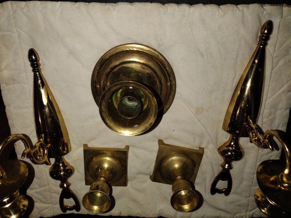 Brass Sconces And Candle Holders