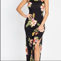 High Slit Floral Tube Dress