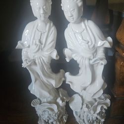 VINTAGE CHINESE KWAN YIN BLANC GEISHA FIGURINES