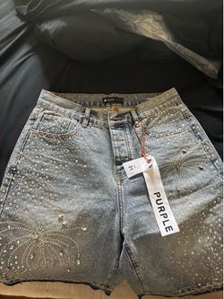 Purple Brand Rhinestone Denim Jorts Size 31