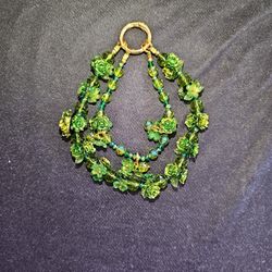 Emerald Green Florals Purse Chain