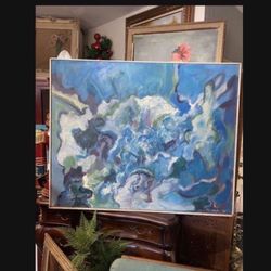 Mid Century Museum Art 1957 Oil  On Canvas Signed 50 X 40