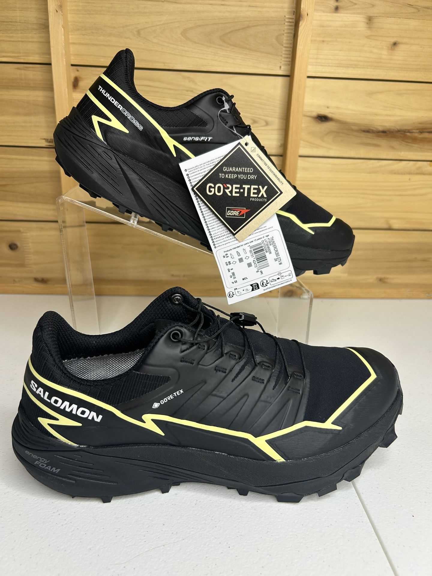 Salomon Thundercross GORE-TEX Waterproof Womens Shoes Size 8 Black Quicklace ContaGrip Hiking Shoes NEW