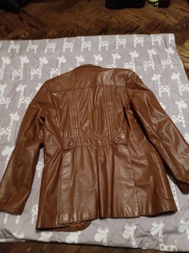 Vintage Ambassador Brown Leather Jacket Size L 