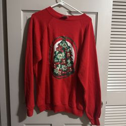 Vintage Womens Hanes Her Way Christmas Tree Crewneck Sweatshirt Size XL