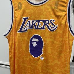 BAPE x Mitchell & Ness Lakers ABC Basketball Authentic Jersey 