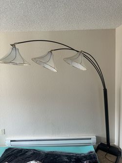 3-Head Arc Floor Lamp with Fabric Shades