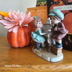 Vintage Children at Piano Ceramic Figurine