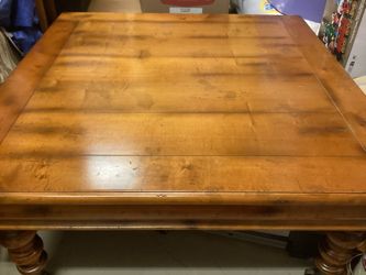 Vintage Square Solid Wood Coffee Table With Wheels In Good Condition Asking $450. Obo