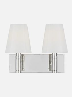 Visual Comfort Beckham 2 Light 10" Bathroom Sconce in Polished Nickel