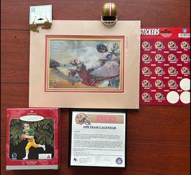 Vintage San Francisco 49ers Joe Montana Memorabilia Lot – Hallmark Ornament, Print & More