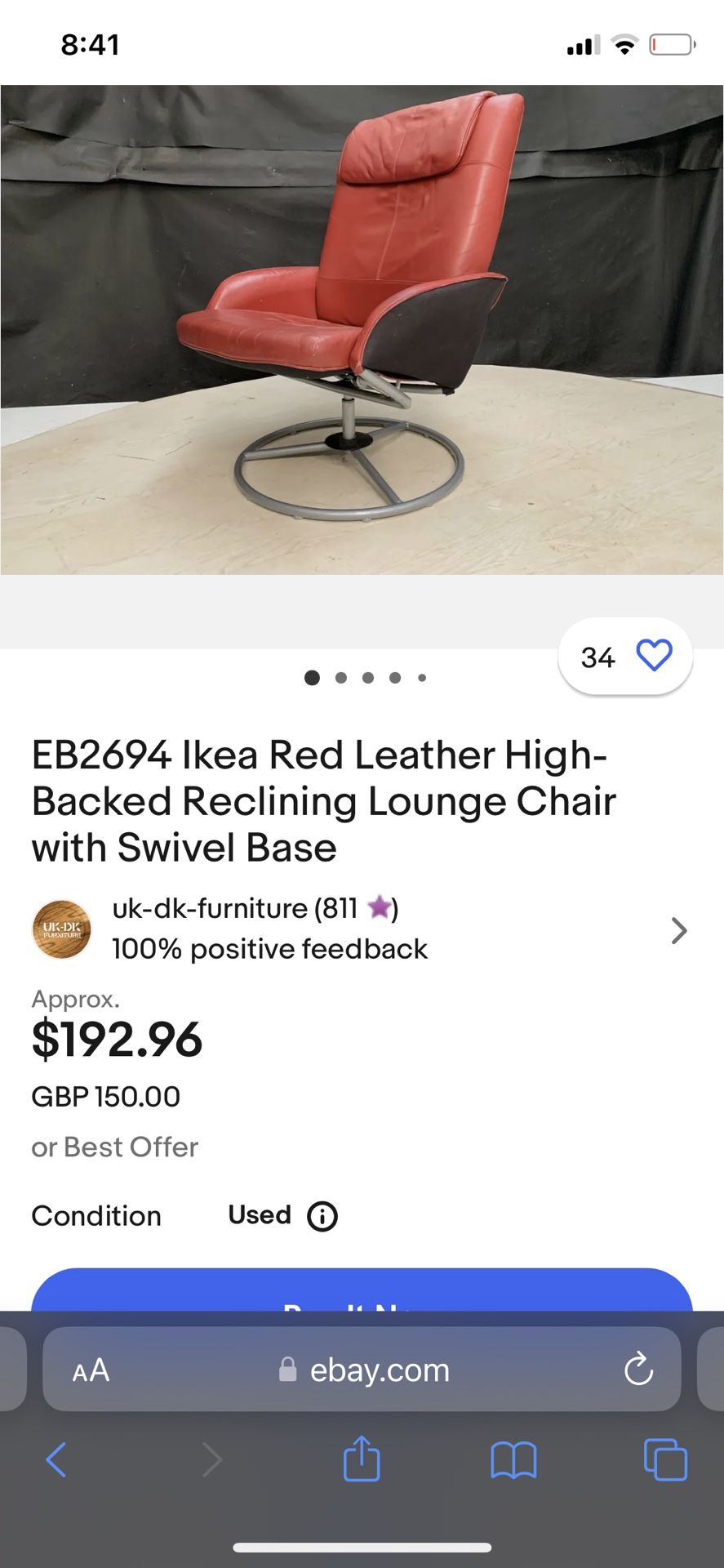 Red Leather Reclining Chair IKEA