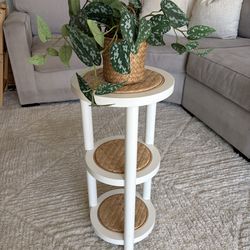 3 Tiered Small Table - Woven & White