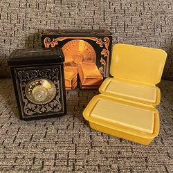 Vintage Avon Safe Combination Change Bank with Two Tai Winds Fragranced Soaps