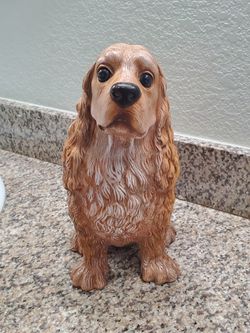 Vintage Honey Brown Cocker Spaniel Resin Statue 