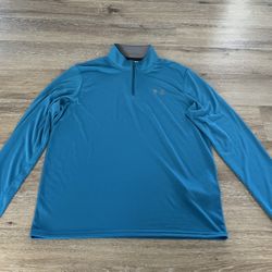 Under Armour Mens Threadborne Loose Heatgear 1/4 Zip Lightweight Size M Blue 