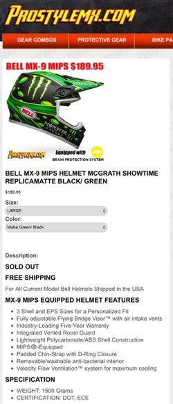 Monster Bell MX-9 MIPS dirt bike helmet
