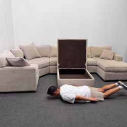 Macys Radley 4-Pc. Fabric Chaise Sectional Sofa with Ottoman Storage (Retails 2.8k) - Can Deliver