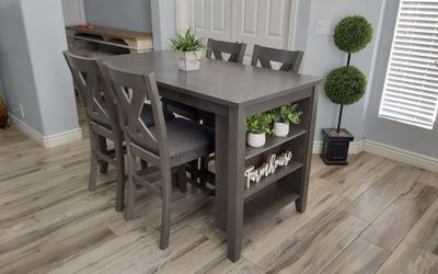 Beautiful gray counter height dining table