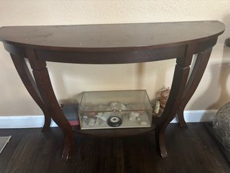 Wood Demilune Console Table