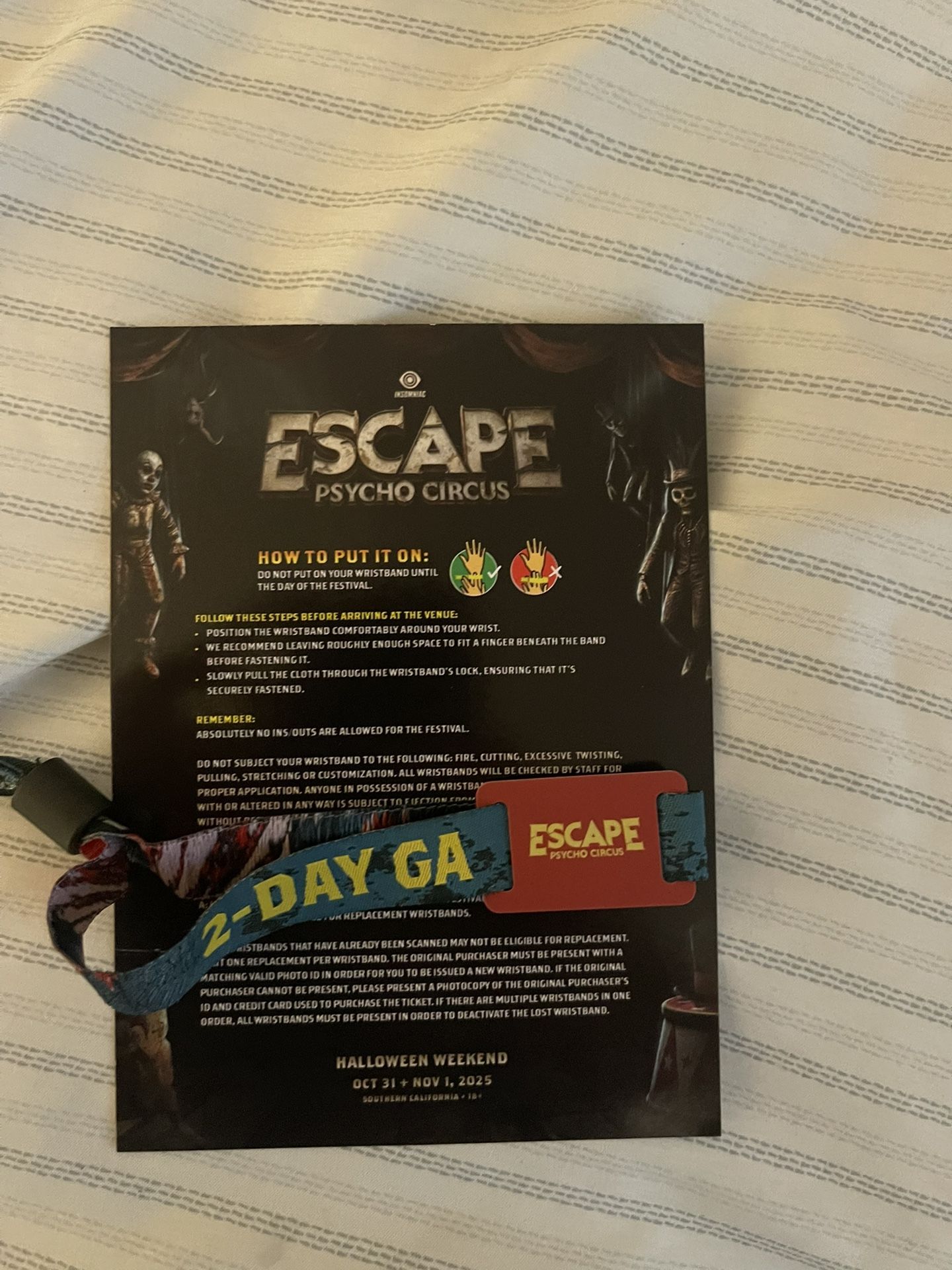Escape Halloween Wristband 2 Day GA