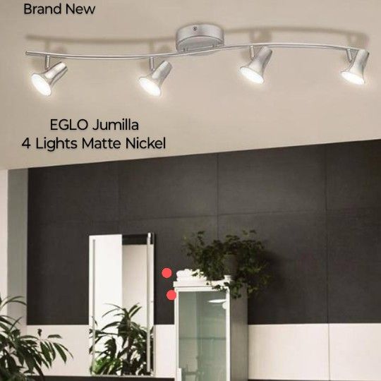 Brand New Eglo Jumilla 38,19" In 4 Light Matte Nickel Dimetable Integrated Led Track Lighting Kit With Adjustable Heads