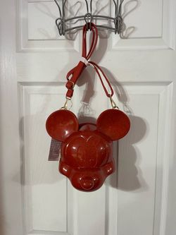 Disney Parks Mickey Mouse molded loungefly crossbody sparkle red purse.  Brand new with tags.  Smoke free home