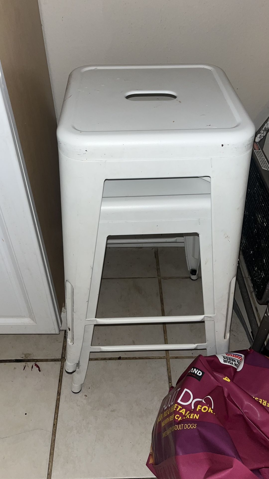 2 White Metal Bar stools