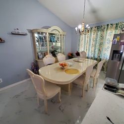 Dining Table Set With 6 Chairs and China 