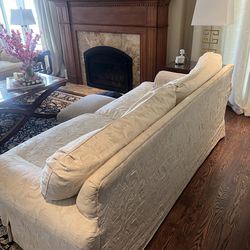 Brocade cream/white couches (2)