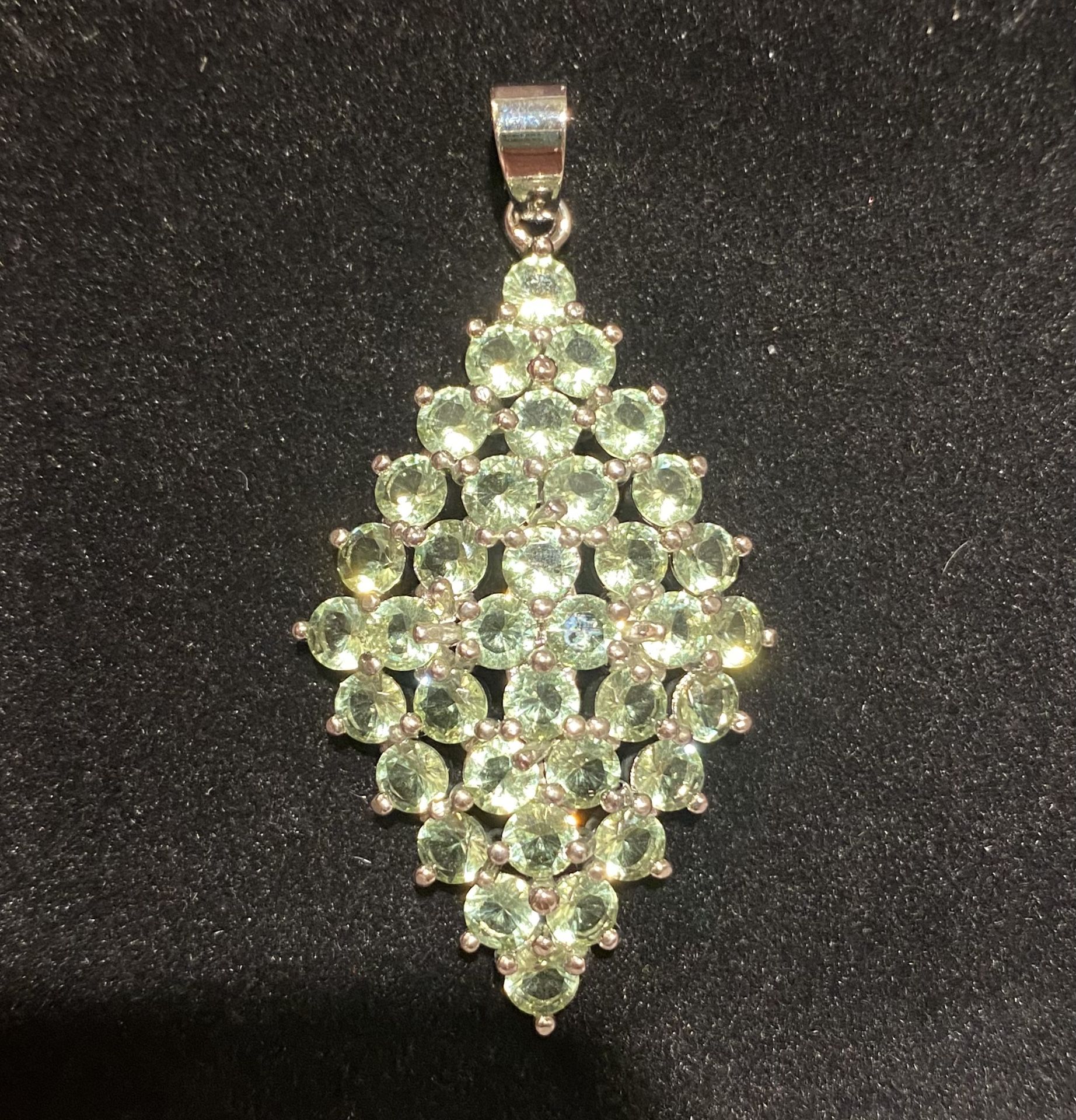 Natural Green Amethyst Pendant 925