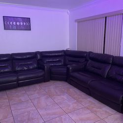 Sectional Power Recliner Leather Couch