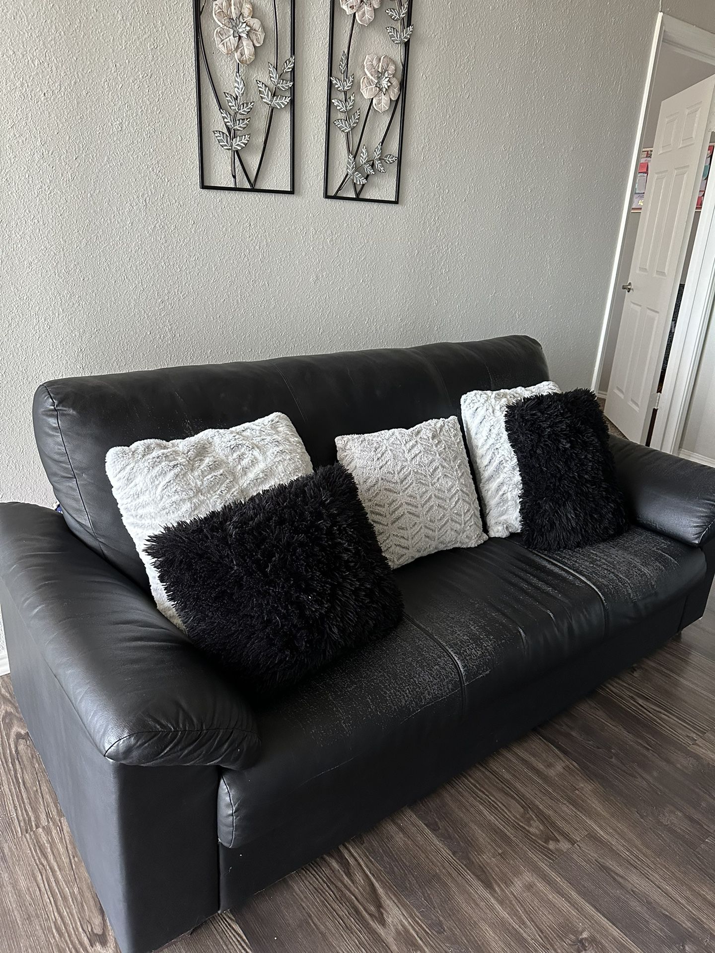 Black Faux Leather couch 
