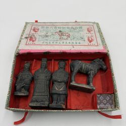 Vintage Tomb Of Emperor Shi Chinese Terracotta Qin Dynasty Figures Set With Box