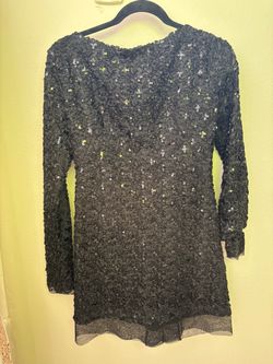 Black Sequin Long Sleeve Mini Dress