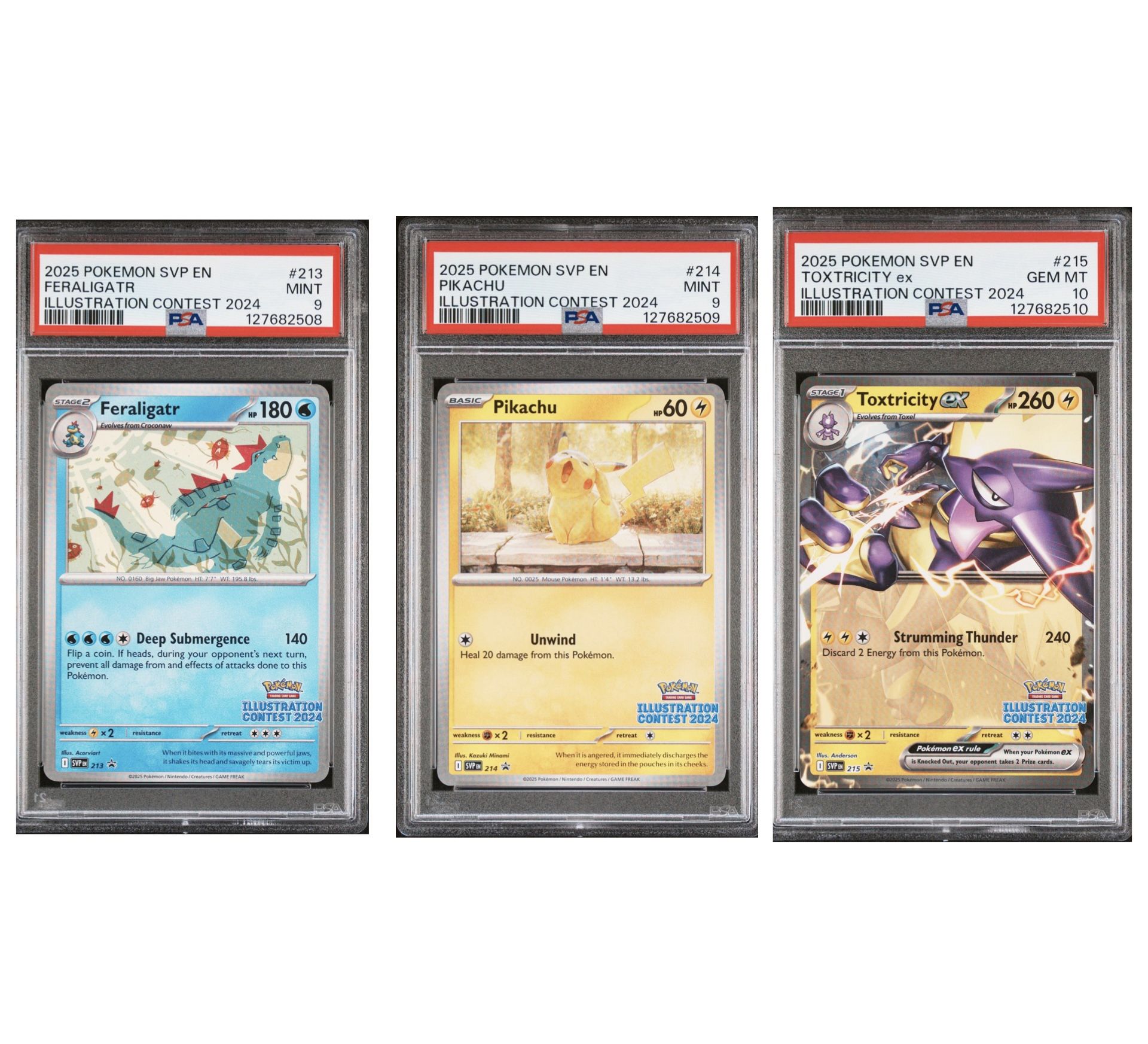 Pokémon 2024 Illustration Contest SEQ SVP213 PSA 9 SVP214 PSA 9 SVP215 PSA 10