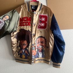 The Boondocks MCM Olympian gold varsity satin jacket Size Xl