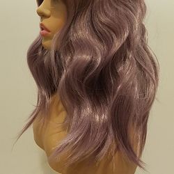 Short Purple Wavy Wig
