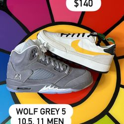 Nike Jordan 5 Wolf Grey Size 10.5, 11 Men / Tom Sach Size 10 Men 