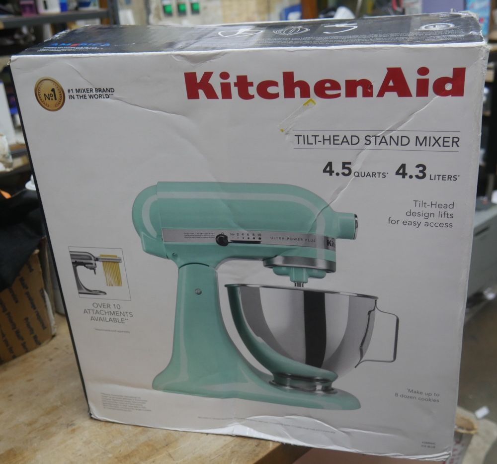 KitchenAid Ultra Power Plus 4.5qt Tilt-Head Stand Mixer Ice Glace Hielo Open Box. box was open for inspection. 