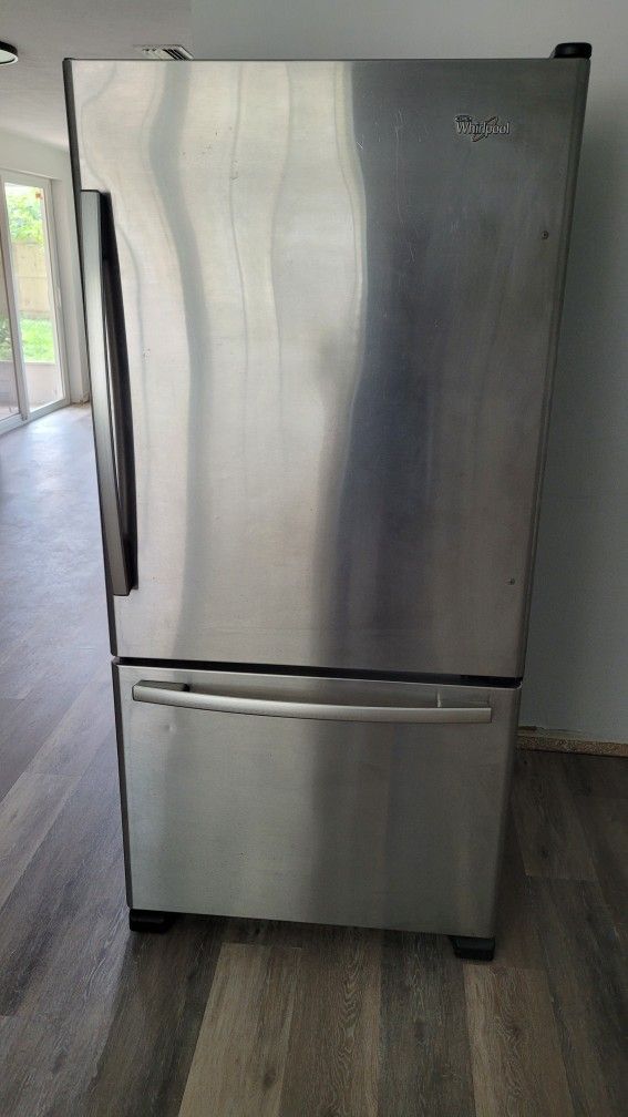 WHIRLPOOL STAINLESS STEEL FRIDGE