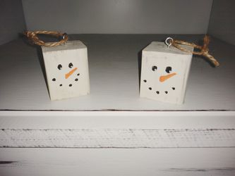 Set of two snowman Christmas ornaments