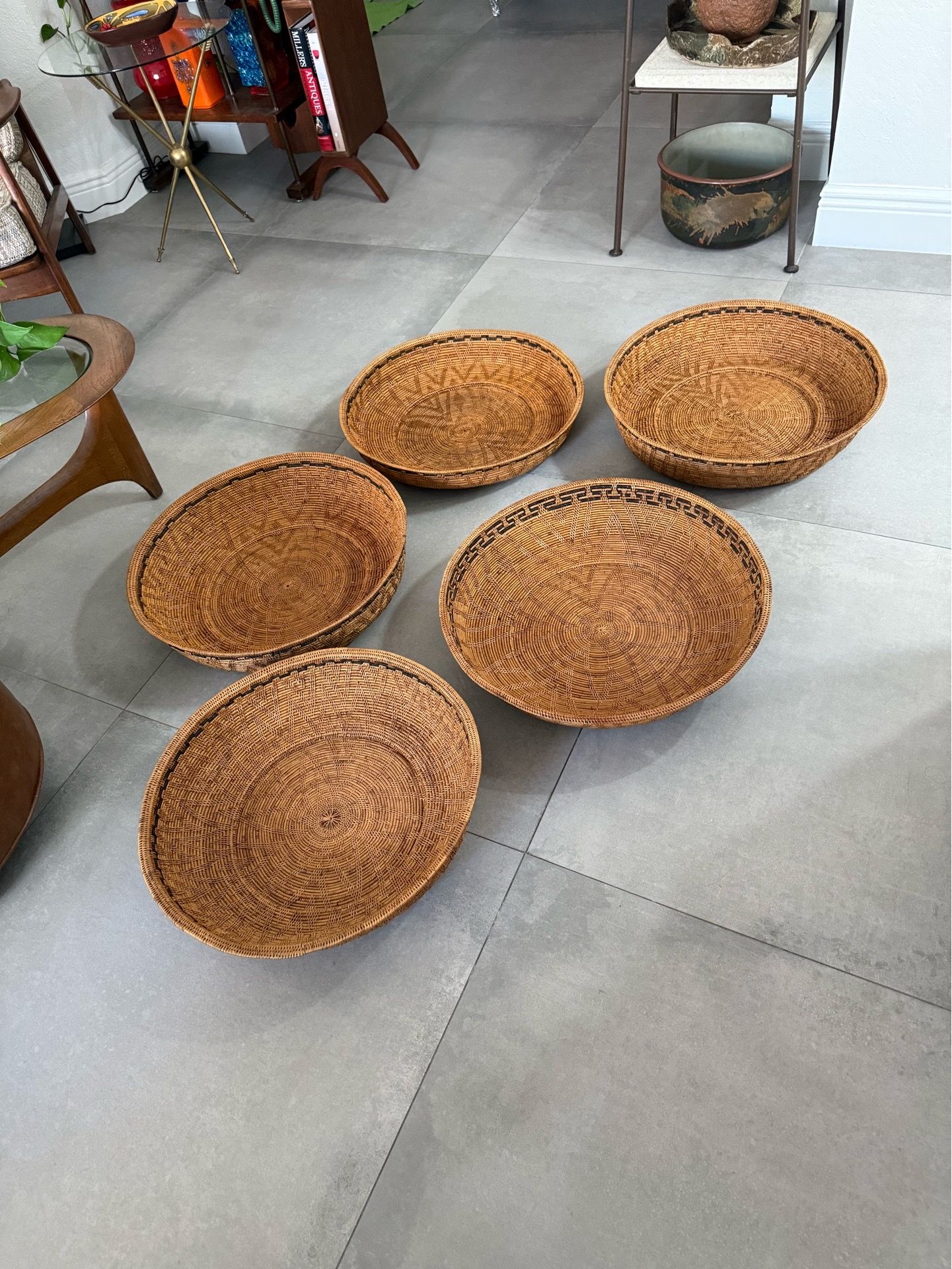 Vintage Tenganan Balinese Ata Grass Basket 20”Round Woven, Indonesian, Displays ($65 each)