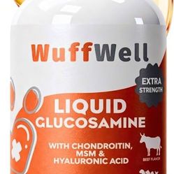 WuffWell Liquid Glucosamine for Dogs Hip & Joint Support with Chondroitin, MSM & Hyaluronic Acid, Dog Joint Supplement for Mobility & Cartilage Health