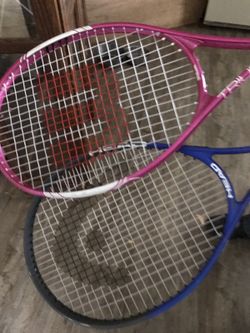 Tennis rackets. I only have one left. It is the blue one. $10.00