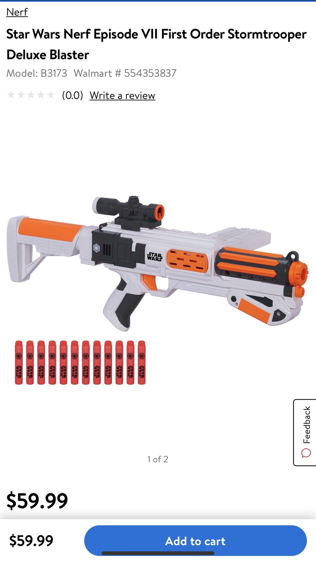 Star Wars NERF Stormtrooper Toy Gun Pistol Blaster